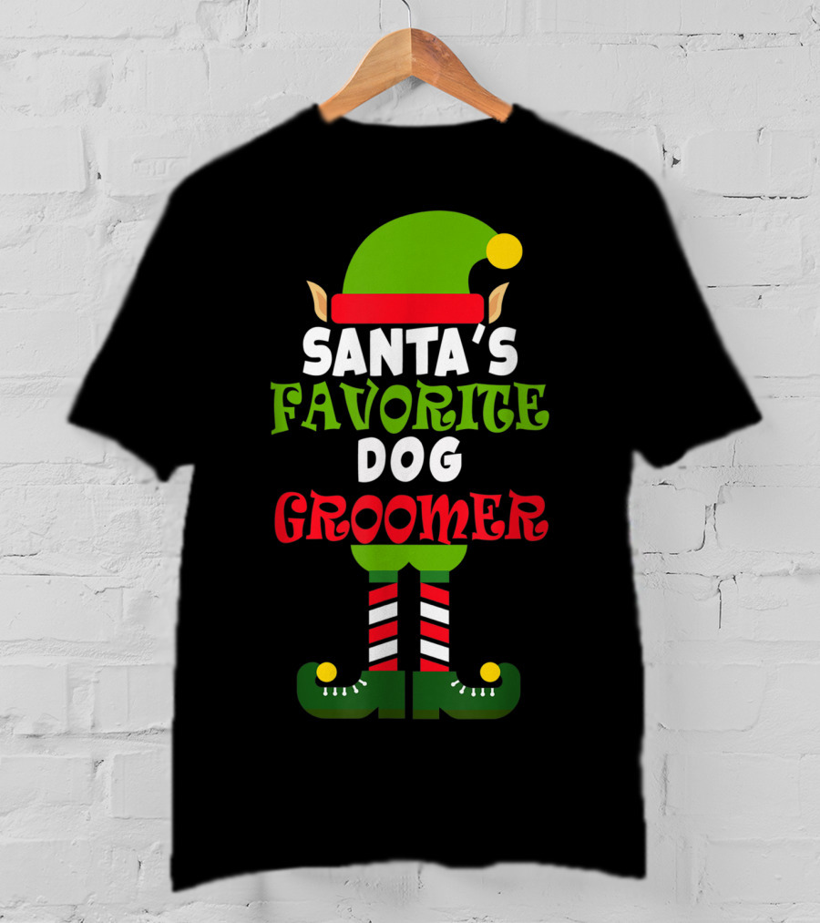 Santa's Favorite Dog Groomer Elf Costume T-Shirt