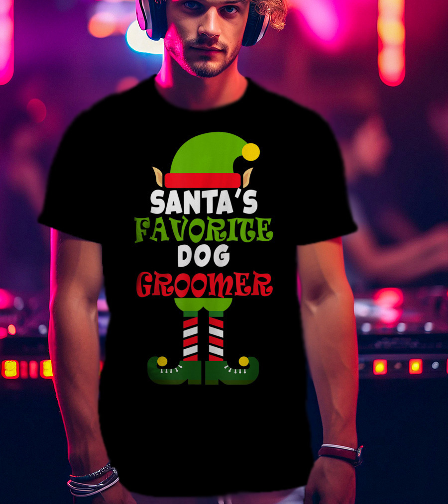 Santa's Favorite Dog Groomer Elf Costume T-Shirt