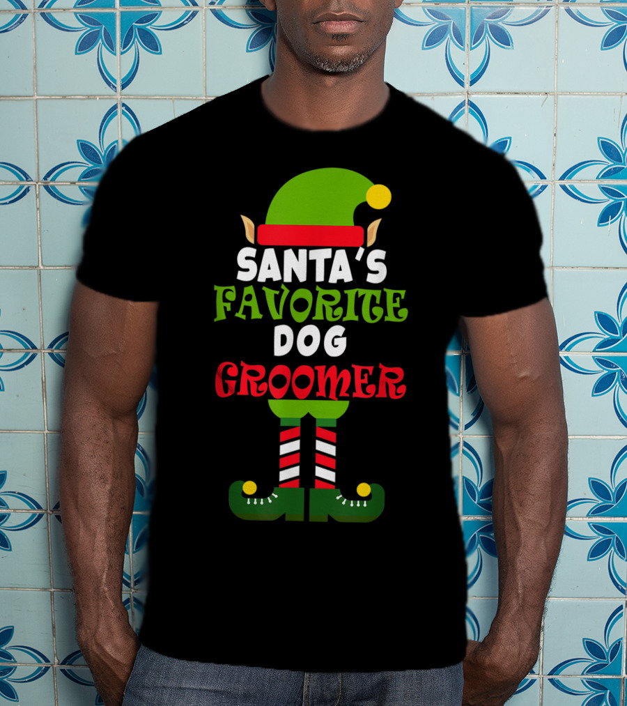 Santa's Favorite Dog Groomer Elf Costume T-Shirt