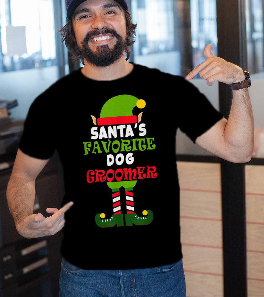 Santa's Favorite Dog Groomer Elf Costume T-Shirt