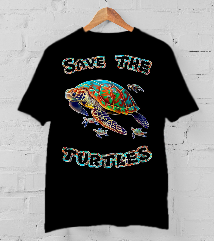 Save The Turtles Colorful Sea Turtle Conservation T-Shirt