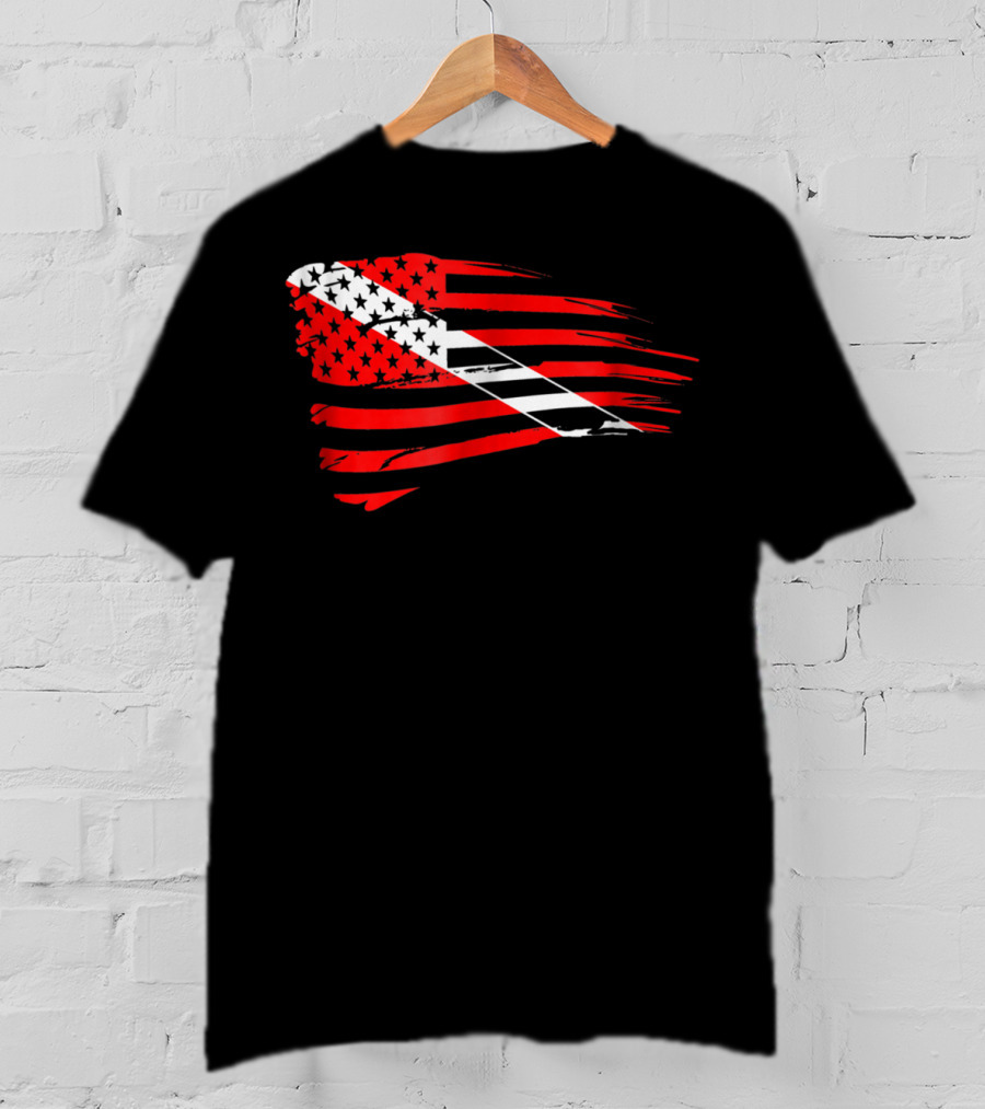 American Flag Scuba Diving Dive Flag Patriotic T-Shirt