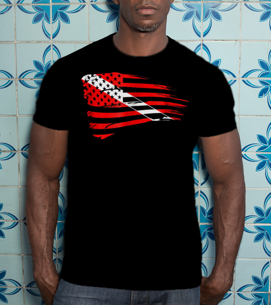 American Flag Scuba Diving Dive Flag Patriotic T-Shirt