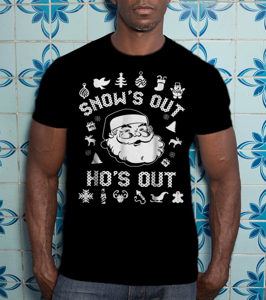 Snow's Out Ho's Out Funny Santa Christmas Holiday Icons T-Shirt