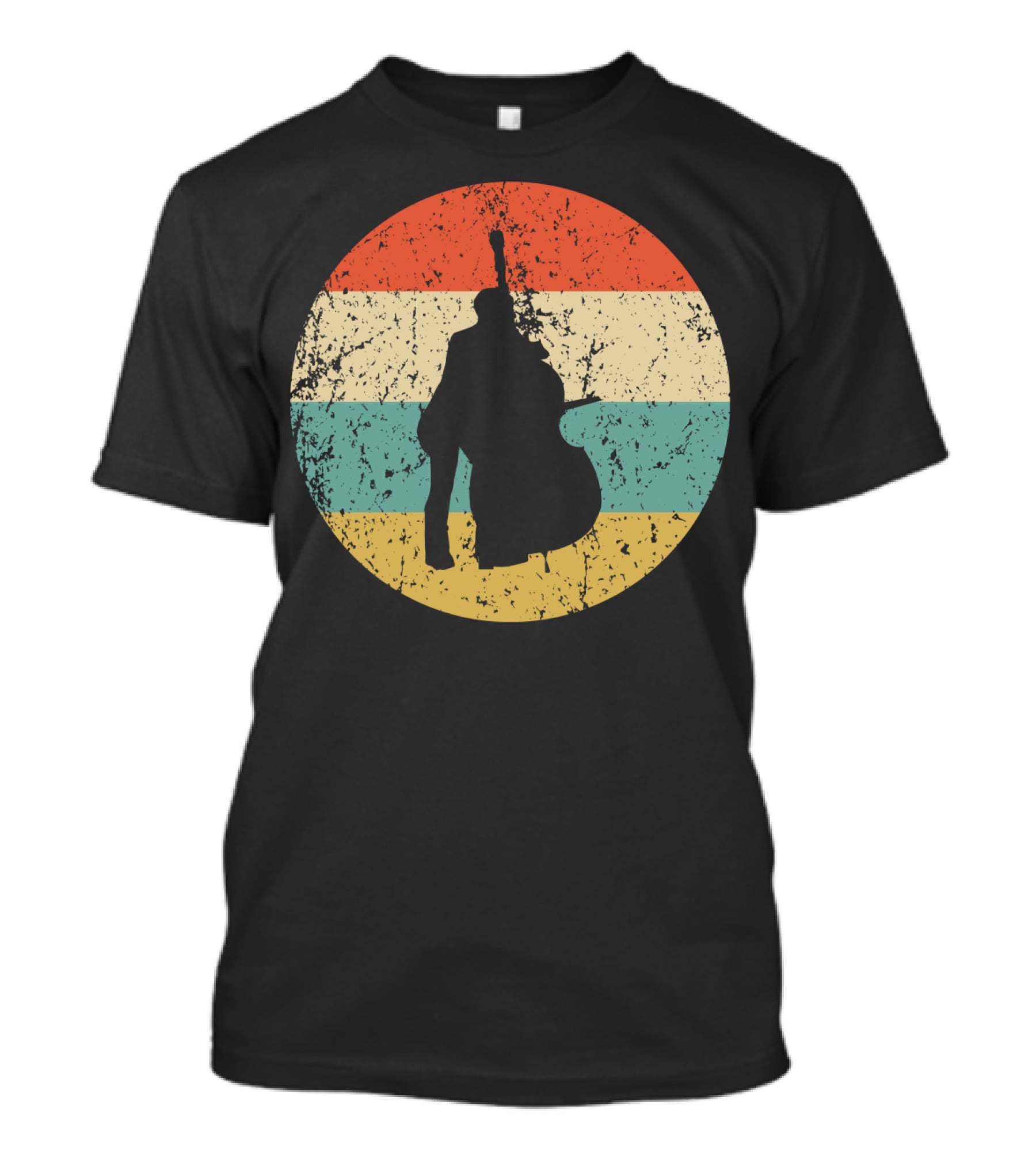 Vintage Stand Up Bass Retro Sunset Music T-Shirt