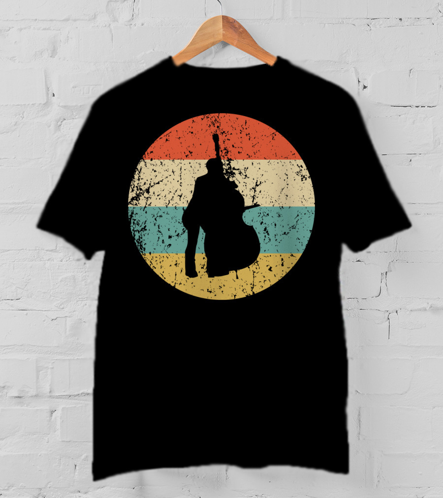 Vintage Stand Up Bass Retro Sunset Music T-Shirt