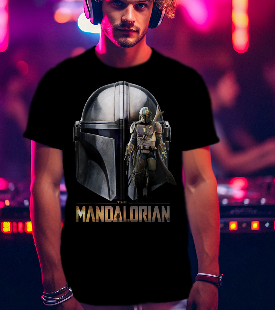 Star Wars The Mandalorian Helmet And Bounty Hunter Armor T-Shirt