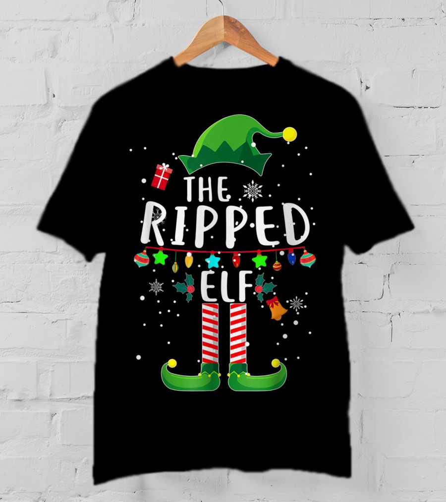 The Ripped Elf Christmas Family Fun Matching T-Shirt