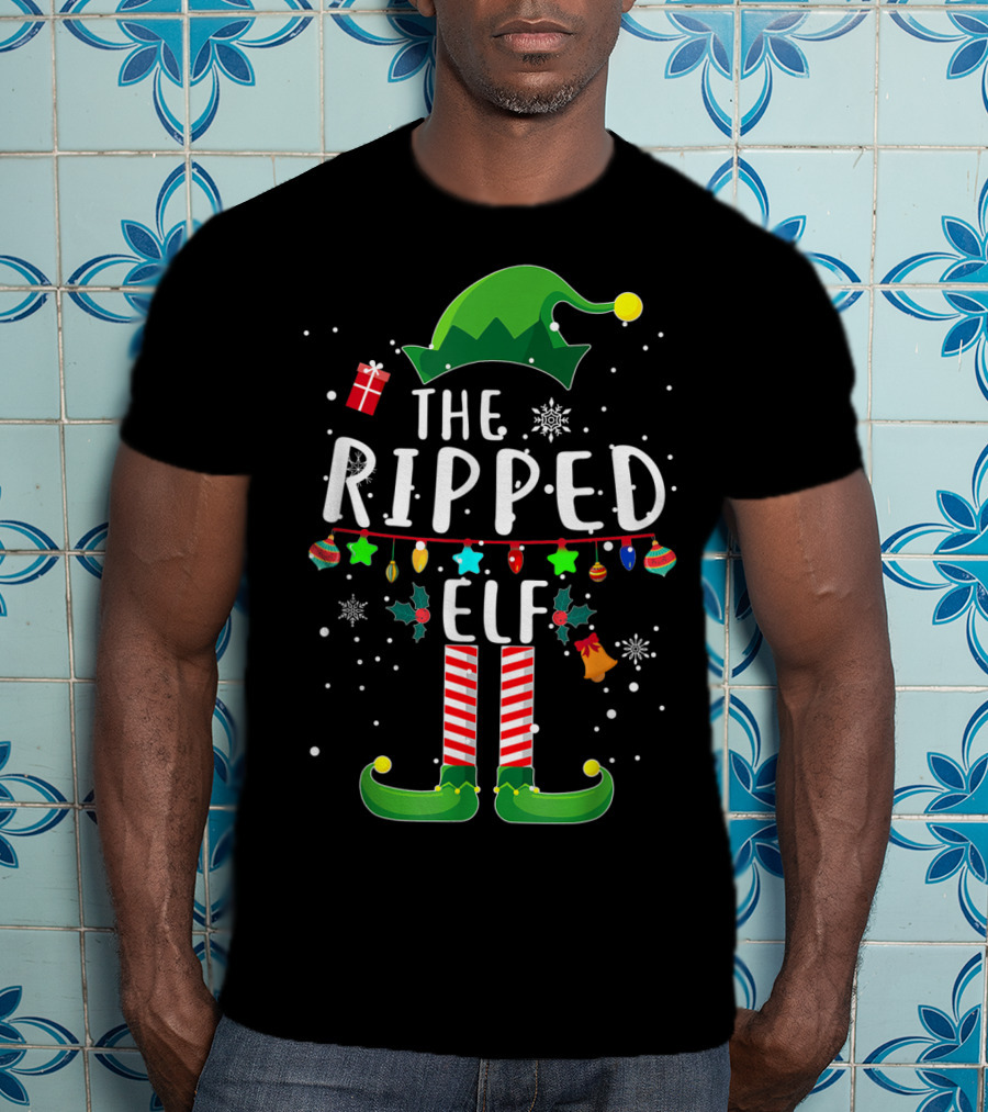 The Ripped Elf Christmas Family Fun Matching T-Shirt