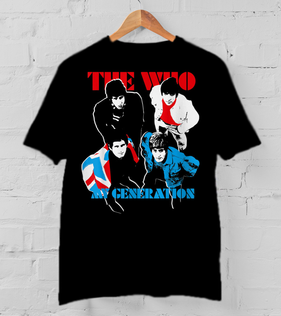 The Who My Generation Band Members With Union Jack Flag T-Shirt