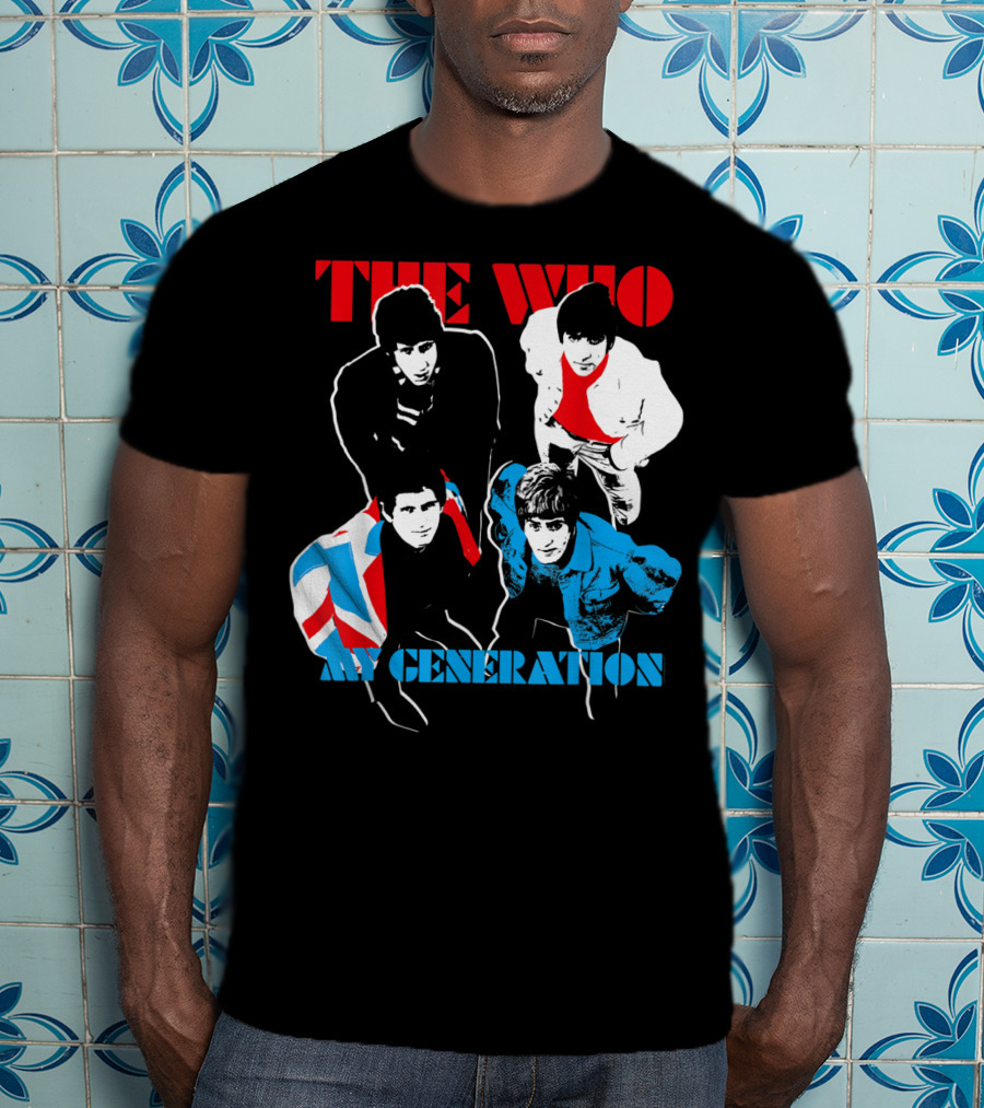 The Who My Generation Band Members With Union Jack Flag T-Shirt