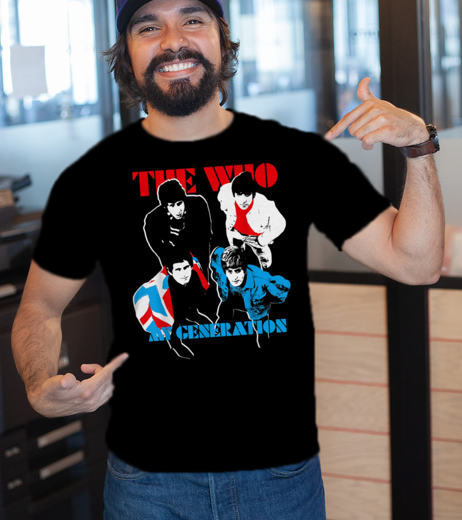 The Who My Generation Band Members With Union Jack Flag T-Shirt