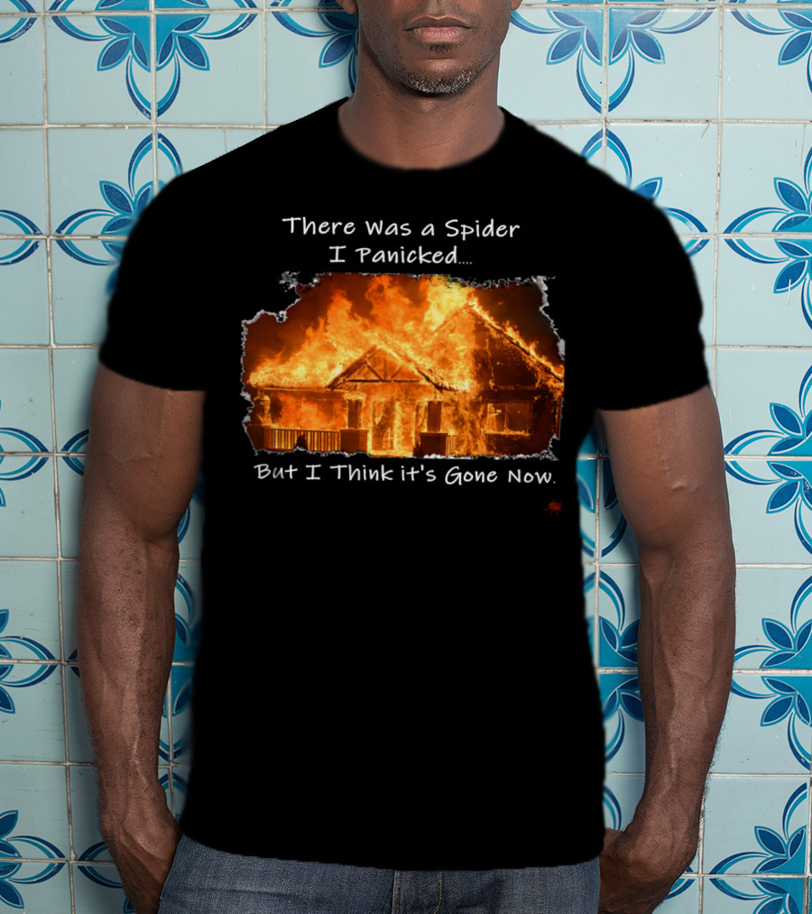 There Was A Spider I Panicked But I Think It's Gone Now Burned House T-Shirt