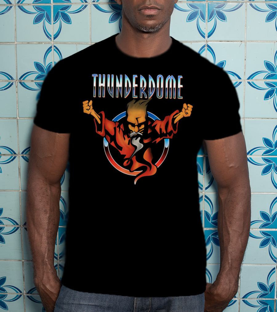 Thunderdome Navy And Inferno Fist Raised Character T-Shirt