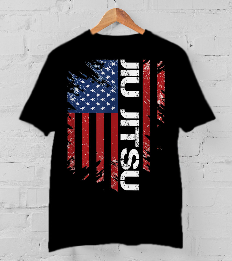 Vintage American USA Flag Jiu Jitsu T-Shirt