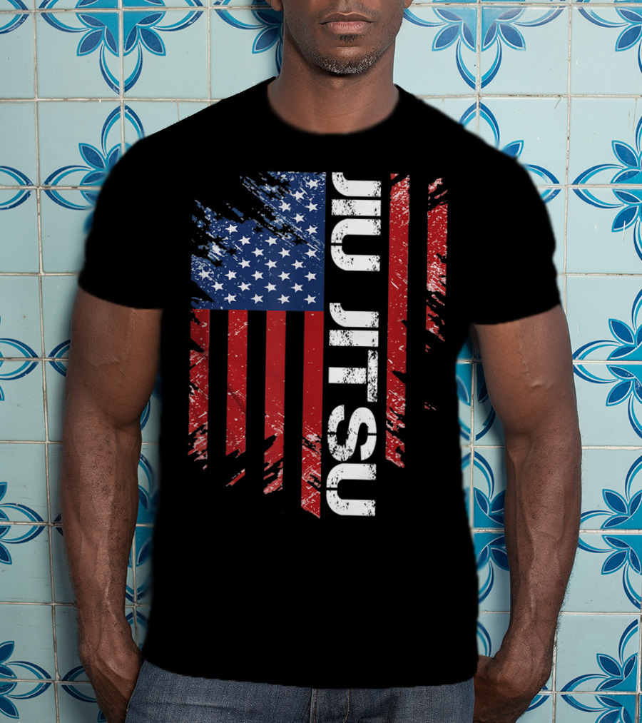 Vintage American USA Flag Jiu Jitsu T-Shirt