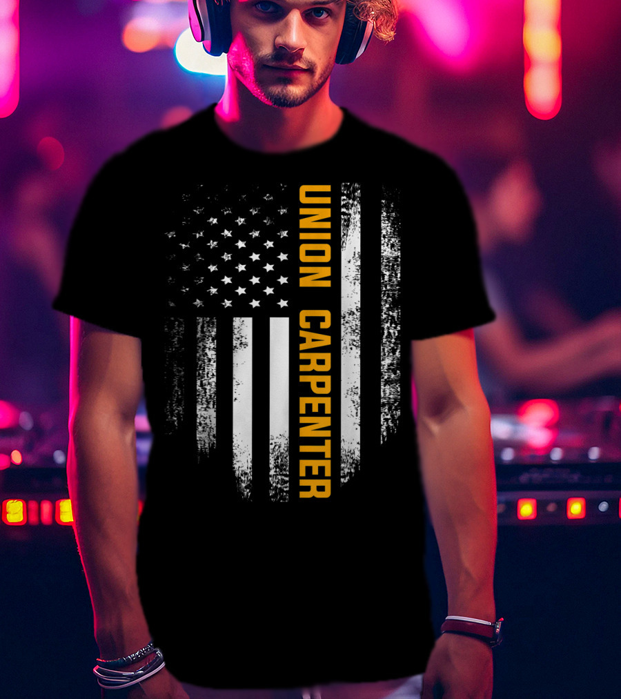 Union Carpenter Vintage American USA Flag Cool T-Shirt
