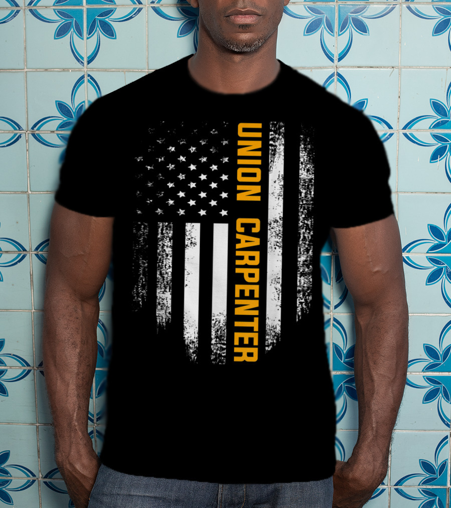 Union Carpenter Vintage American USA Flag Cool T-Shirt