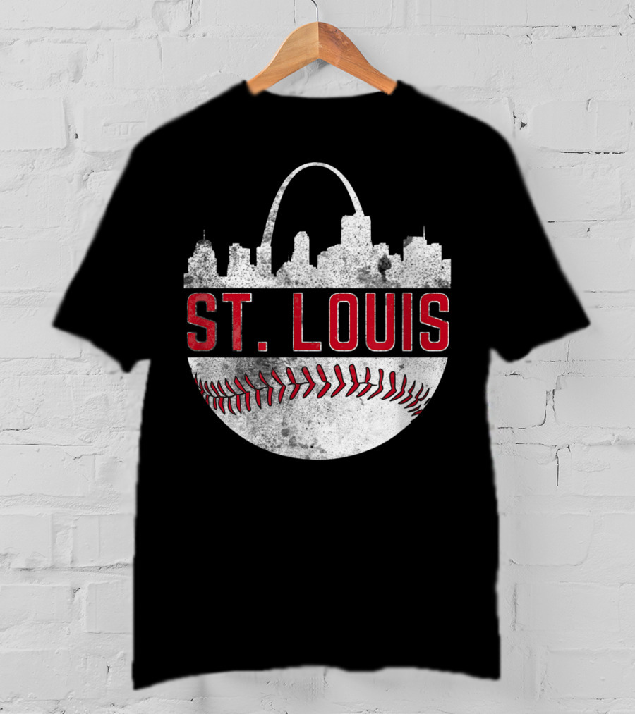 St. Louis Vintage Skyline Baseball Fan T-Shirt