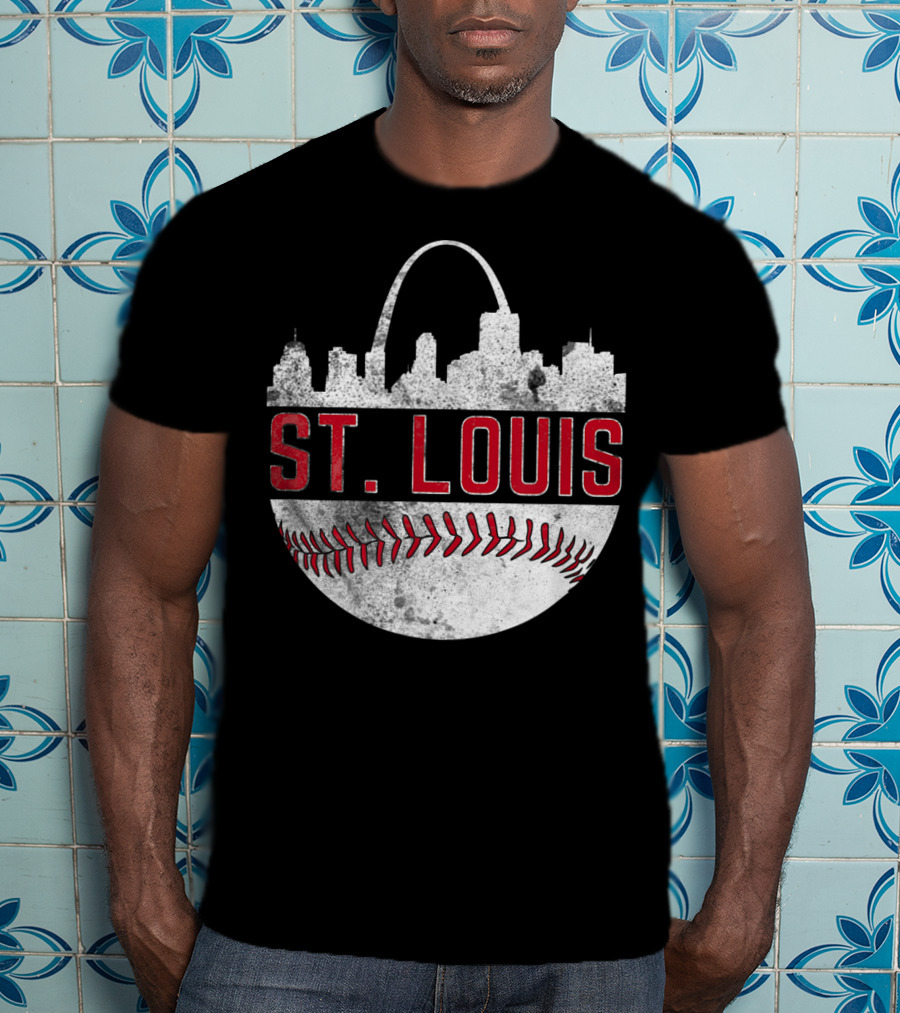 St. Louis Vintage Skyline Baseball Fan T-Shirt