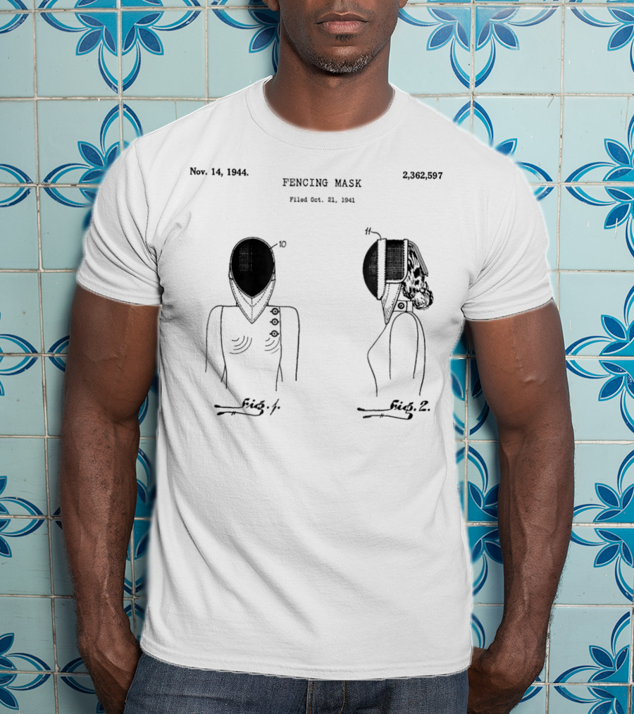 Nov 14 1944 Fencing Mask Patent Vintage Foil Sabre Epee Fencer T-Shirt