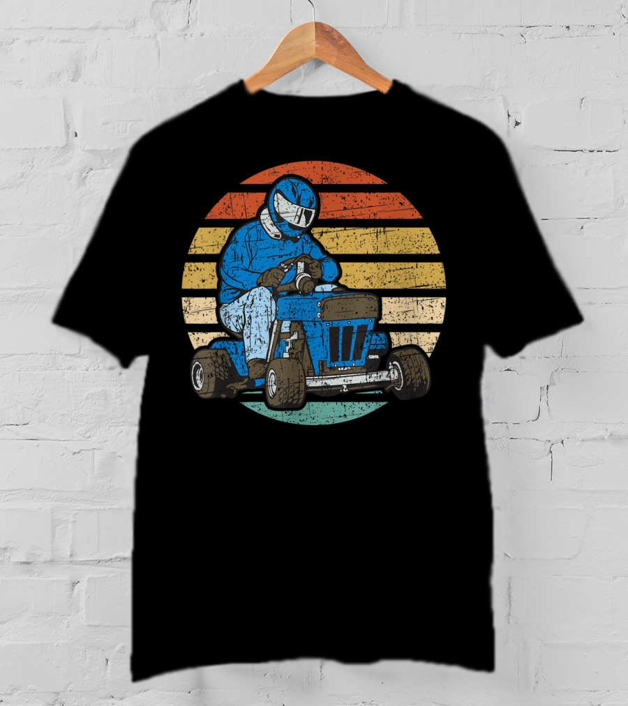 Retro Vintage Lawn Mower Racing Stripes T-Shirt