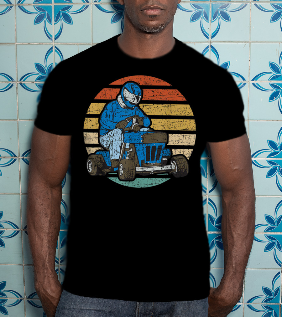 Retro Vintage Lawn Mower Racing Stripes T-Shirt