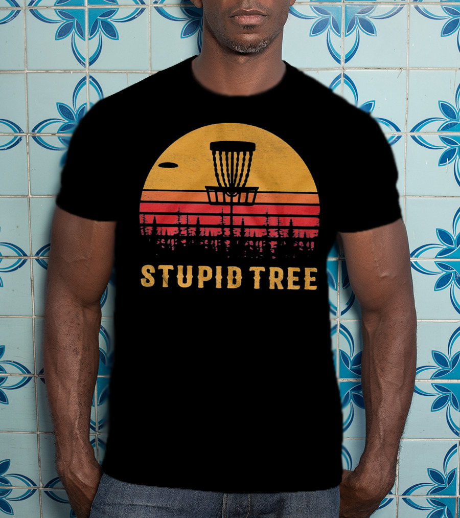 Stupid Tree Disc Golf Vintage Sunset Frisbee T-Shirt