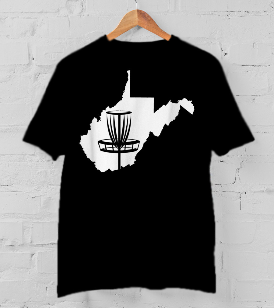 West Virginia Disc Golf State Map Basket T-Shirt