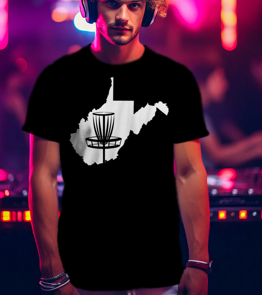 West Virginia Disc Golf State Map Basket T-Shirt