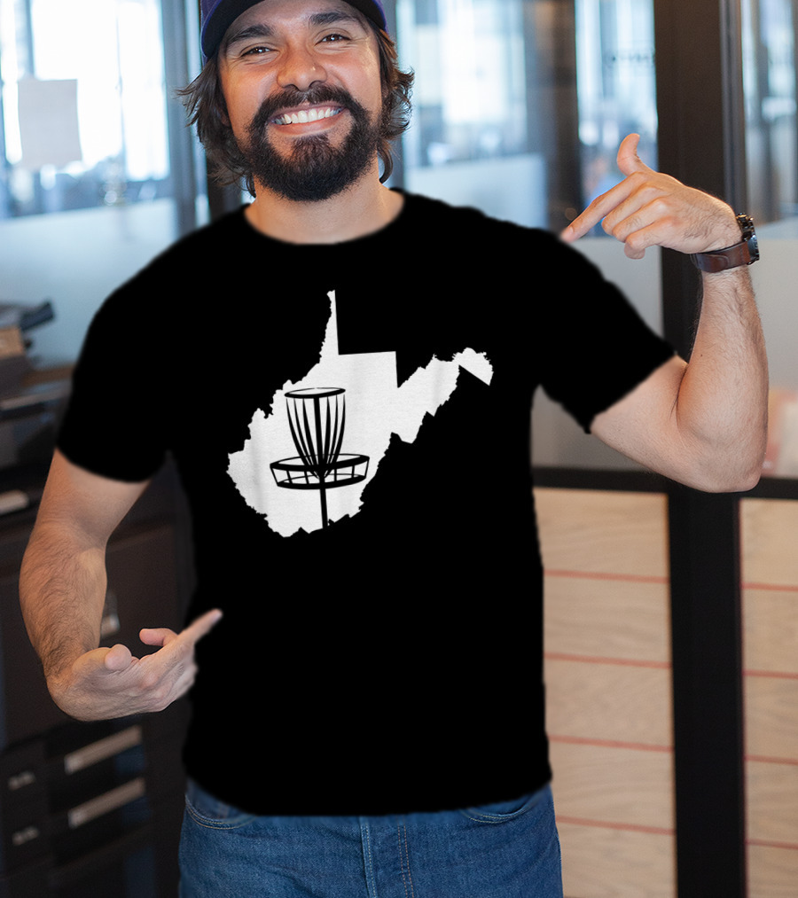 West Virginia Disc Golf State Map Basket T-Shirt