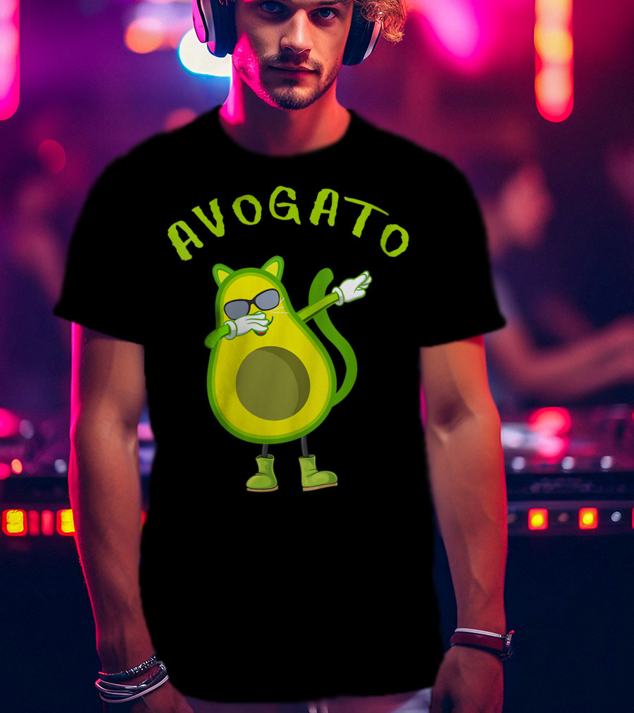 Avogato Cool Avocado Cat Dabbing T-Shirt