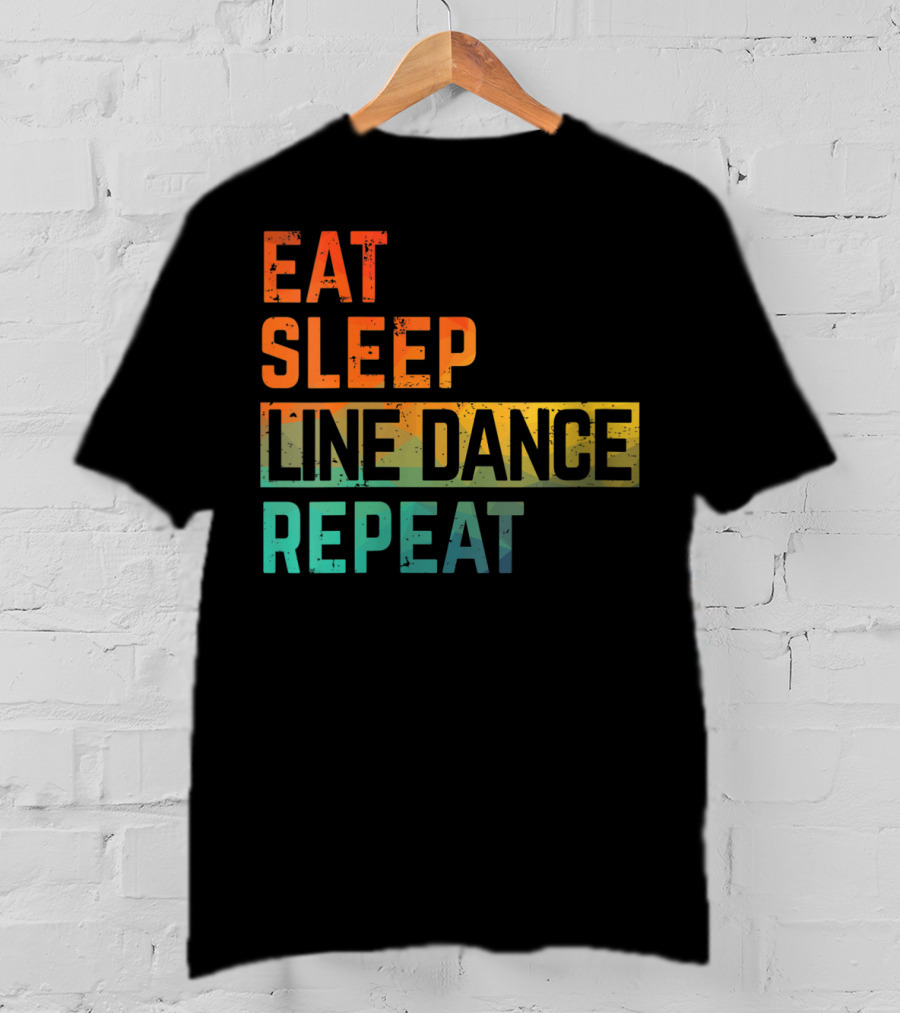 Eat Sleep Line Dance Repeat Watercolor T-Shirt