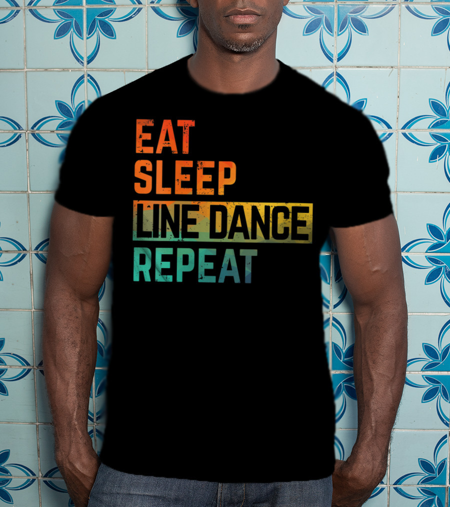 Eat Sleep Line Dance Repeat Watercolor T-Shirt