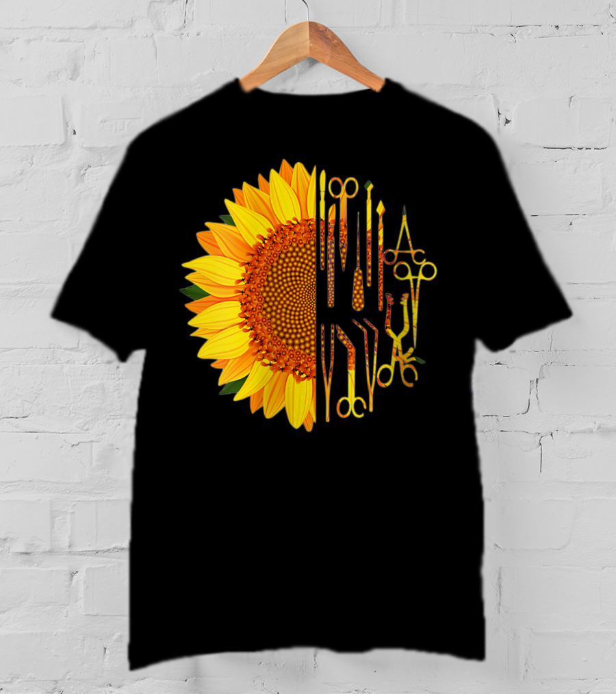 Scrub Tech Surgeon Surgical Instruments Sunflower Hybrid T-Shirt