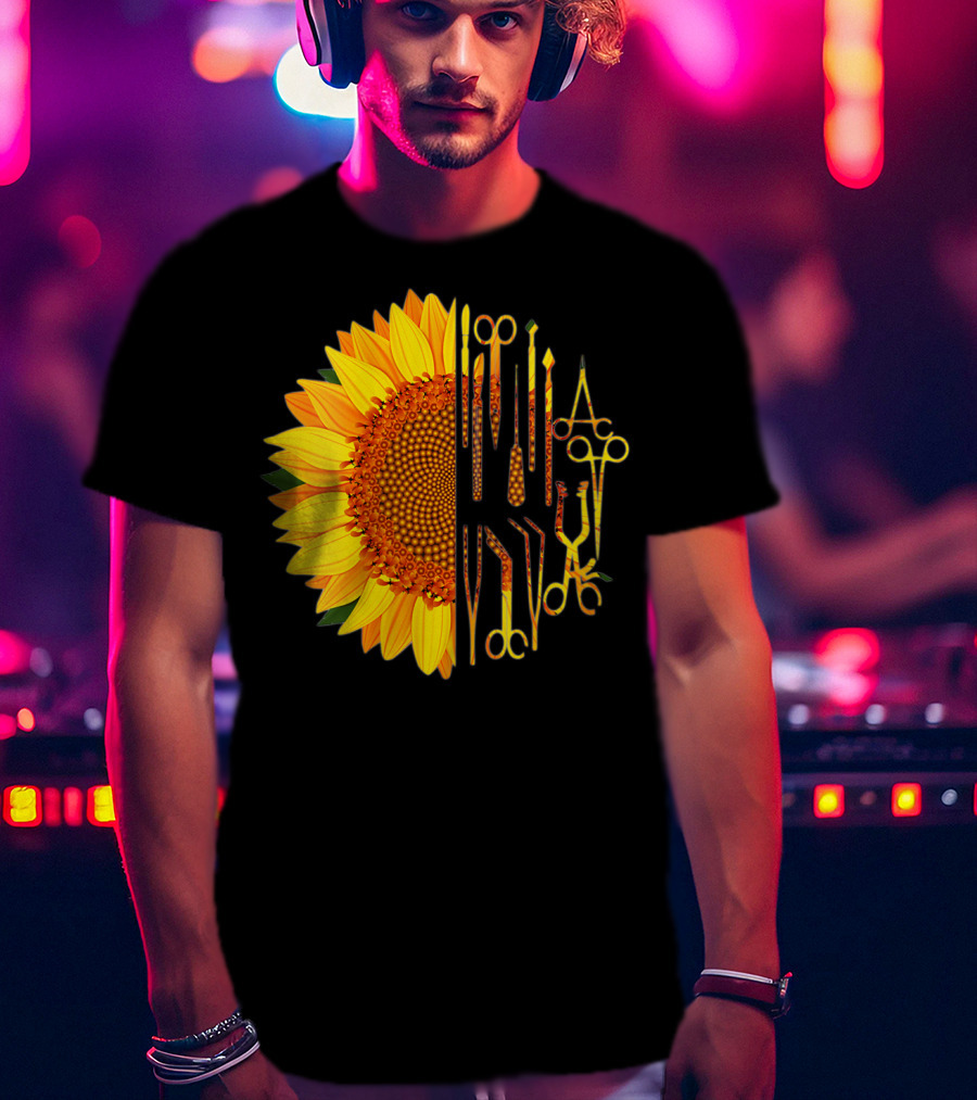 Scrub Tech Surgeon Surgical Instruments Sunflower Hybrid T-Shirt