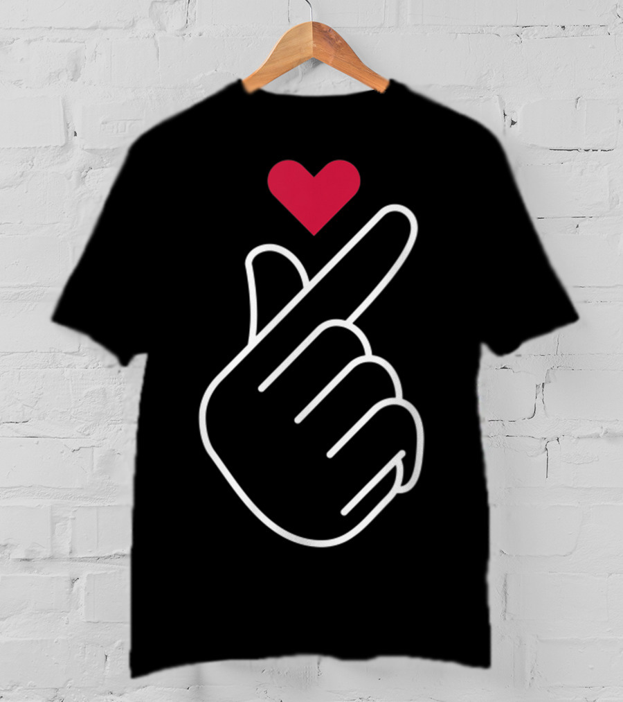 South Korea Finger Heart Gesture With Red Iconic T-Shirt