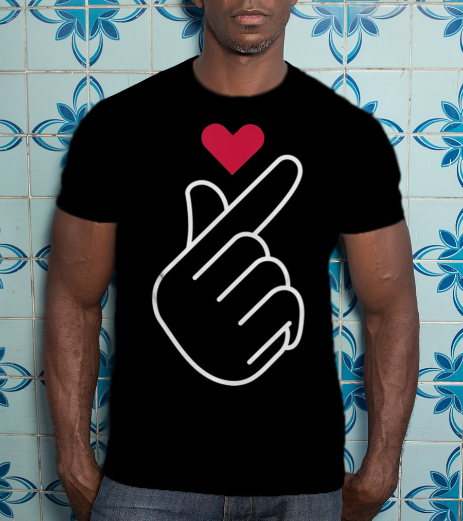 South Korea Finger Heart Gesture With Red Iconic T-Shirt