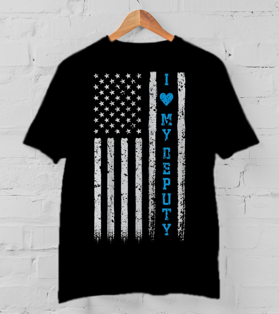 I Love My Deputy Sheriff USA Flag T-Shirt