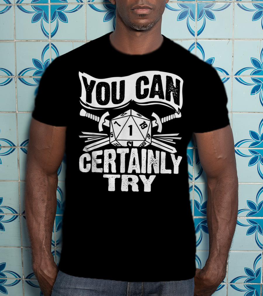 You Can Certainly Try Critical Fail D20 Dice Swords And Banner T-Shirt