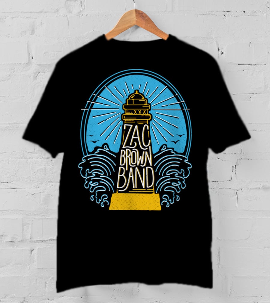 Zac Brown Band Lighthouse With Waves And Birds T-Shirt