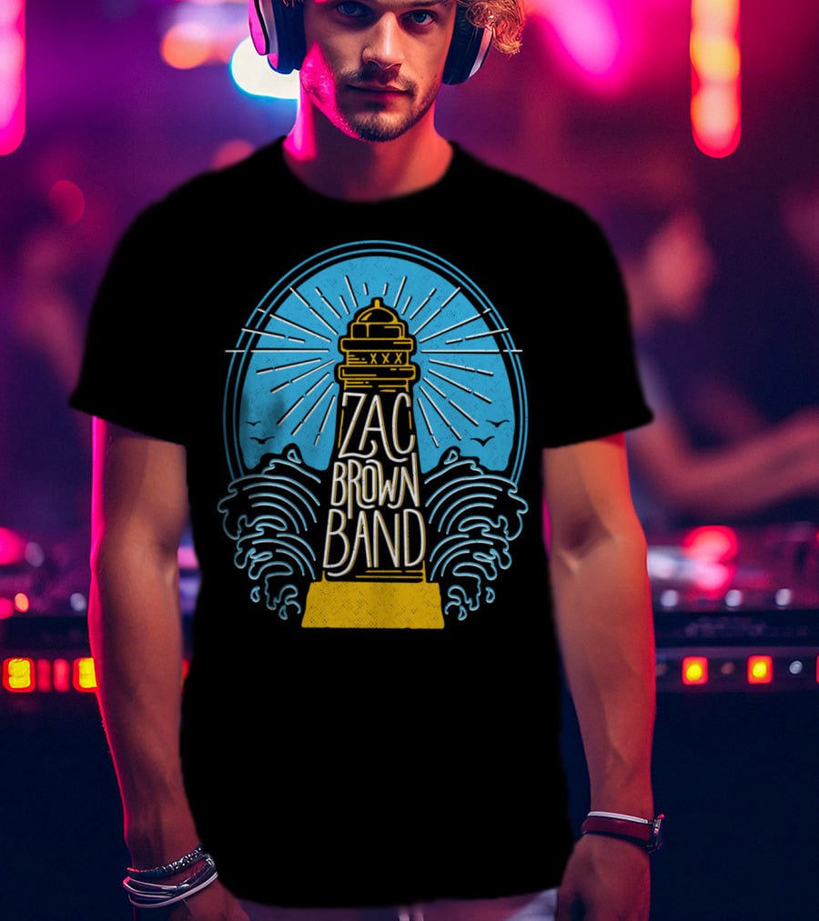 Zac Brown Band Lighthouse With Waves And Birds T-Shirt