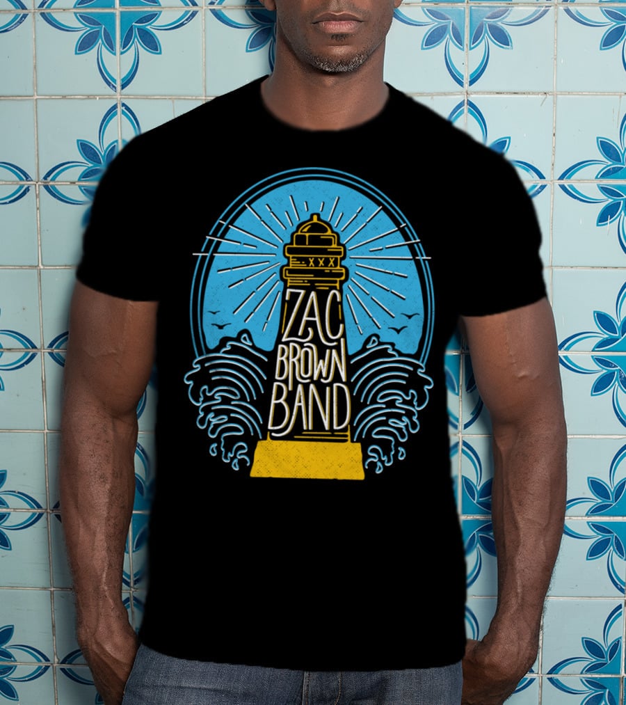 Zac Brown Band Lighthouse With Waves And Birds T-Shirt
