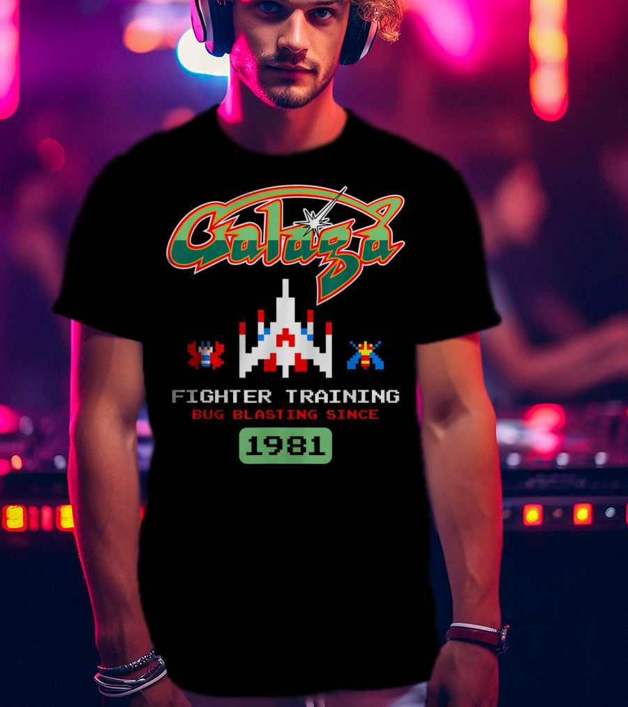 Galaga Fighter Training Bug Blasting Since 1981 Vintage Arcade Video Game T-Shirt