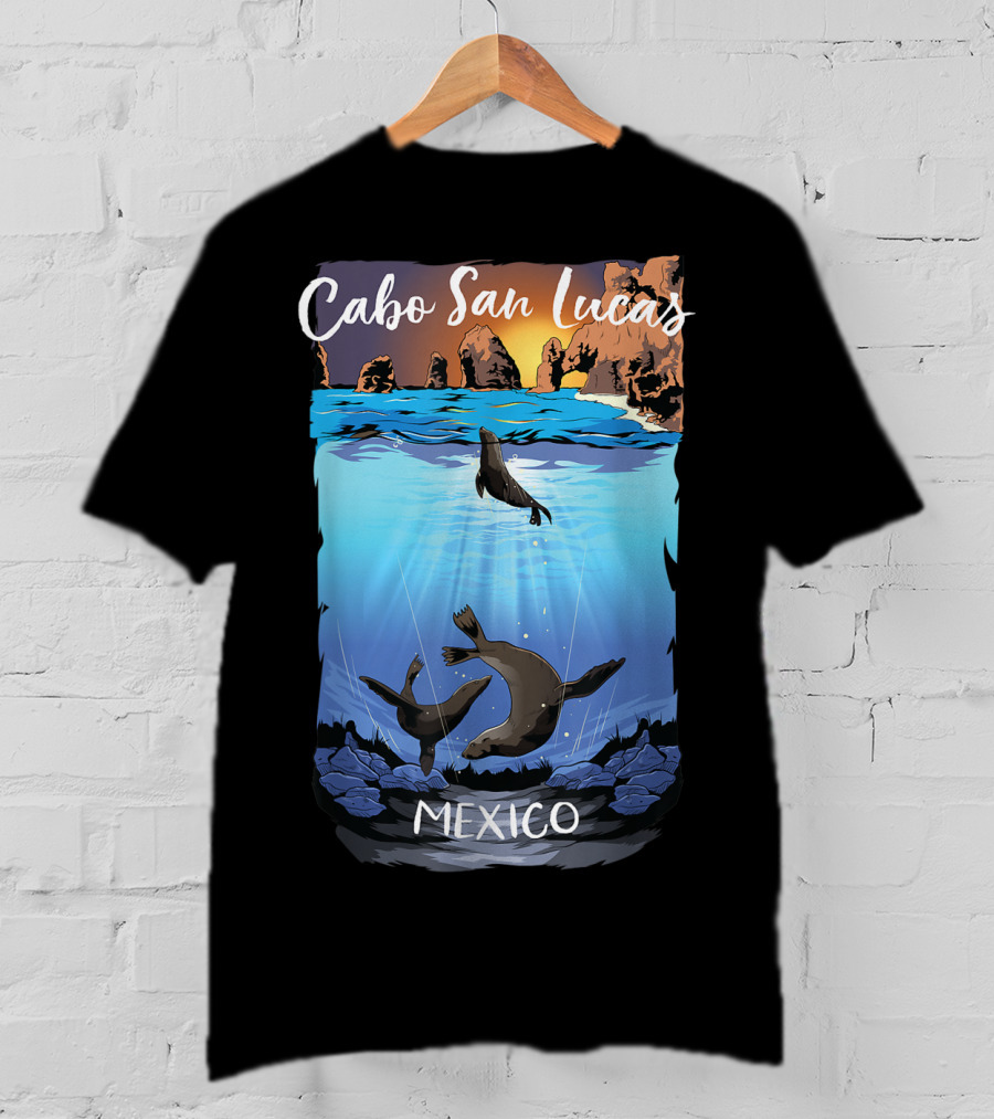 Cabo San Lucas Mexico Seals Ocean Rocks T-Shirt