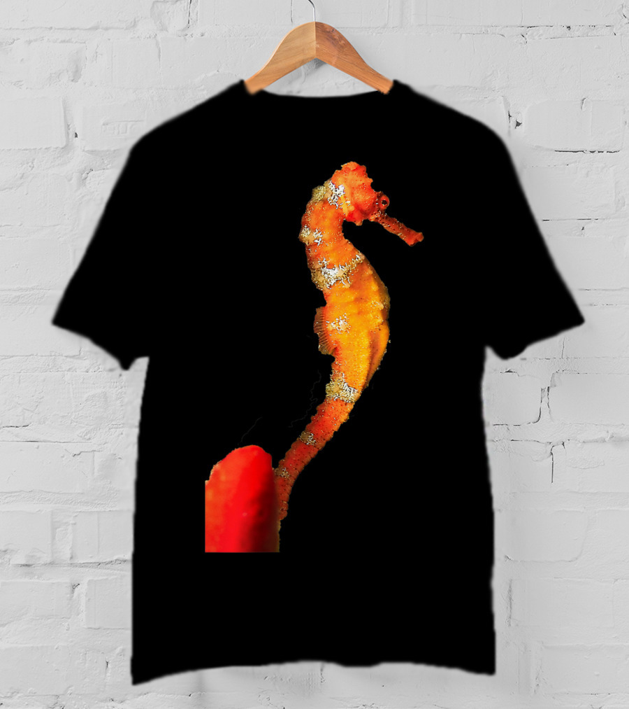 Beautiful Orange And Yellow Swimming Seahorse Figure T-Shirt