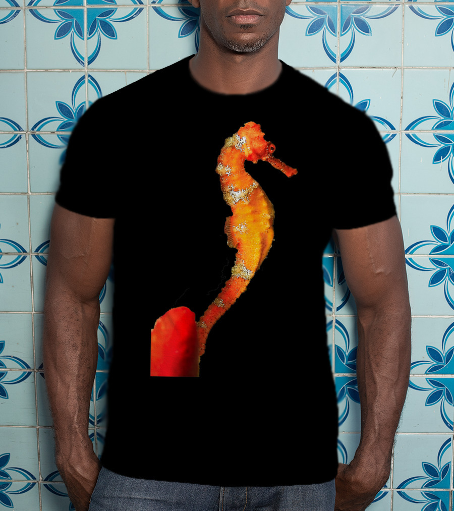 Beautiful Orange And Yellow Swimming Seahorse Figure T-Shirt