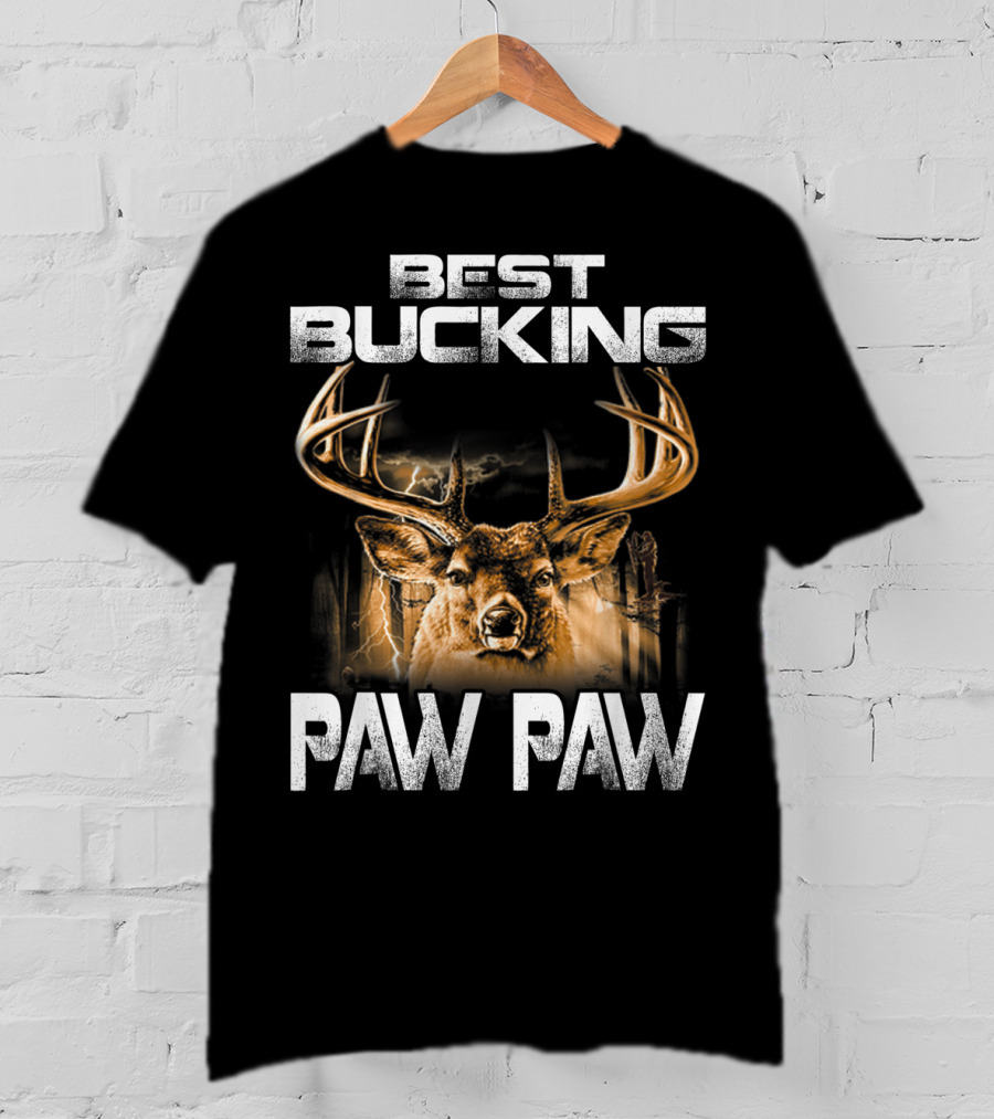 Best Bucking Paw Paw Funny Hunting Father's Deer Head Antlers T-Shirt