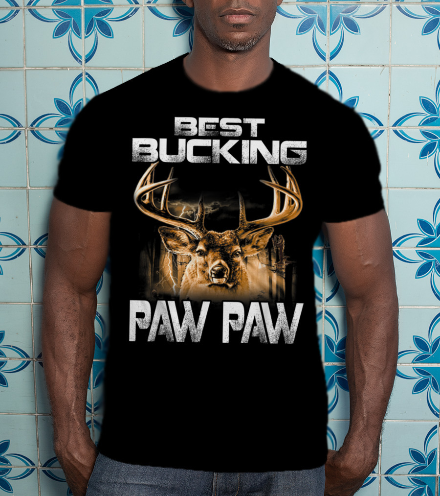 Best Bucking Paw Paw Funny Hunting Father's Deer Head Antlers T-Shirt