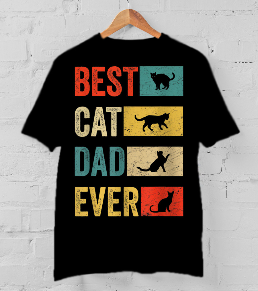 Best Cat Dad Ever Cat Lovers Colorful Cat T-Shirt